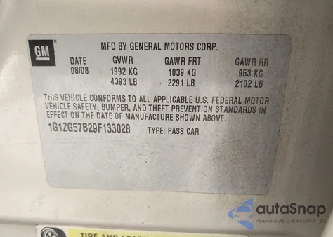 2009 Chevrolet Malibu Ls из США, поврежденный, VIN 1G1ZG57B29F133028